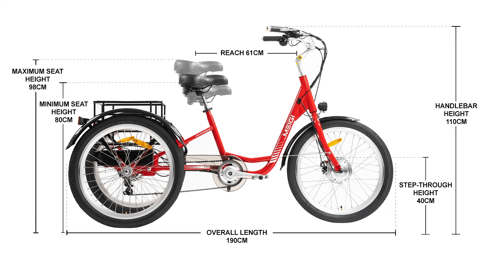 MEIGI USA Tricycle Dimensions