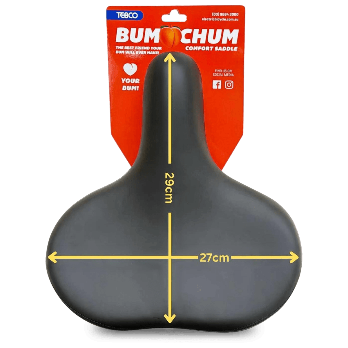 Accessories - TEBCO Bum Chum Saddle - with measurements