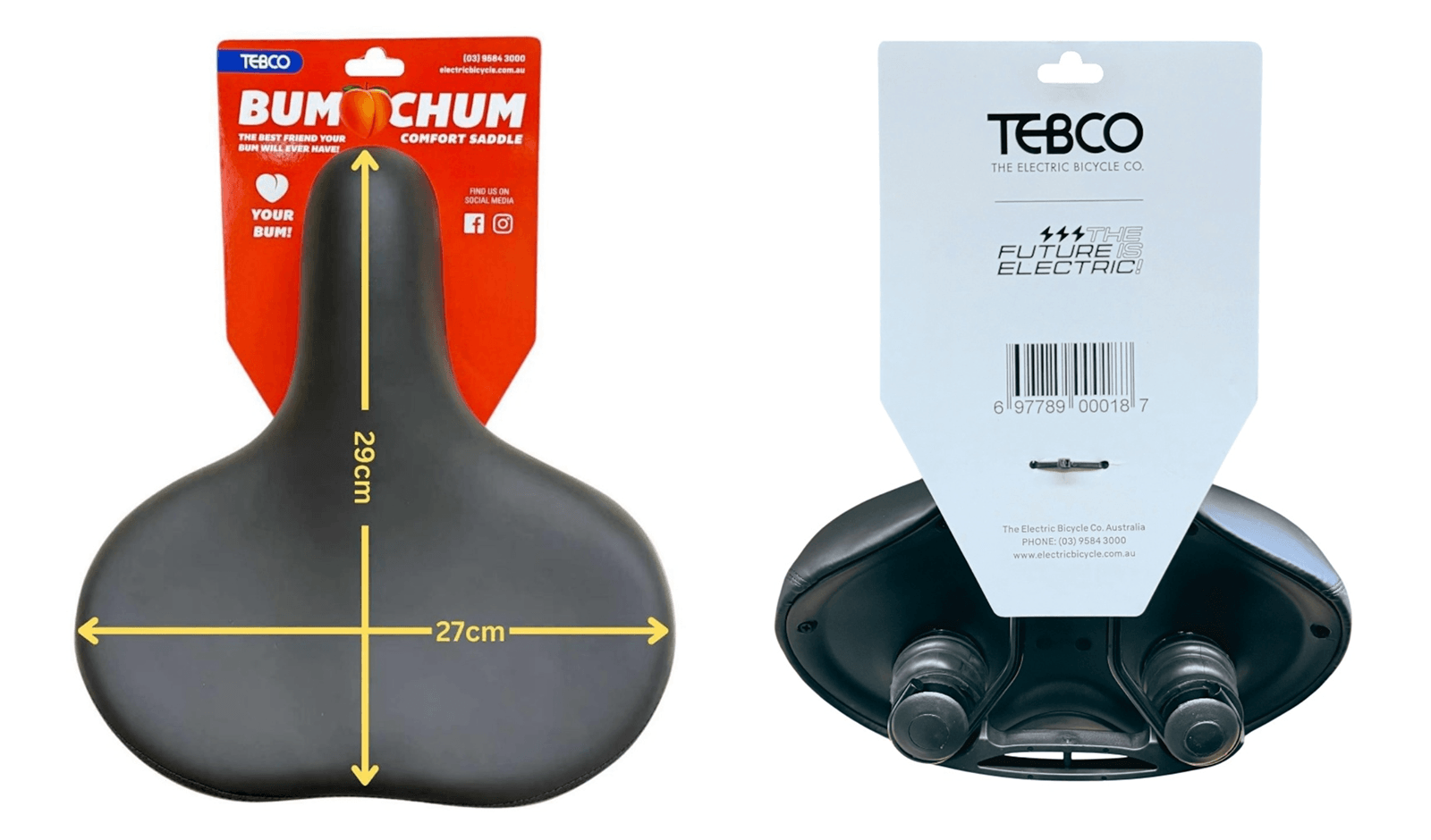 TEBCO BUM CHUM SADDLE Dimensions
